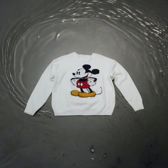 Disney Sweaters - Disney Mickey Mouse Acrylic Sweater Women's Size L White long sleeves